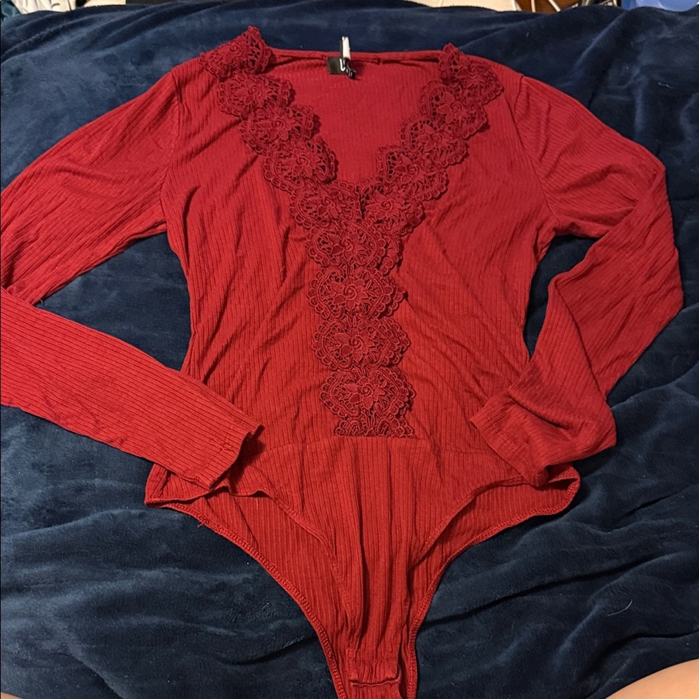 Lulu's Scarlet Lace Detail Bodysuit